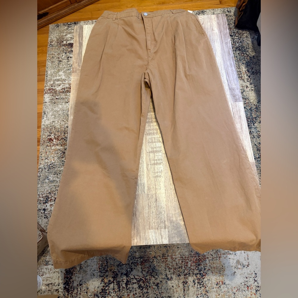 Frame Pleat Front Wide Leg Camel Chinos/Pants - Picture 12 of 16